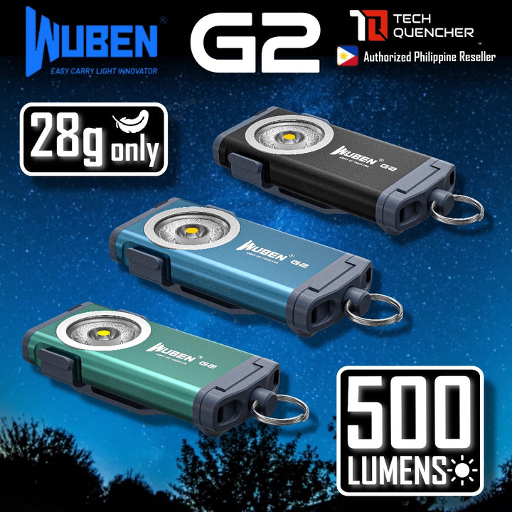 Wuben G2 Flashlight - 500 Lumens - Lightweight 28 grams - USB-C Rechargeable Battery - Magnetic Tail