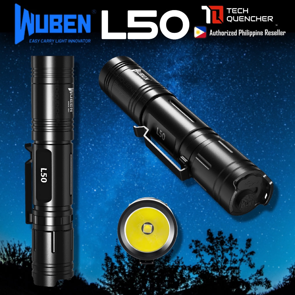 Wuben L50 Flashlight - 1200 Lumens - 200m - USB-C Rechargeable - 18650 - 2600mAh Battery - IP68 -EDC