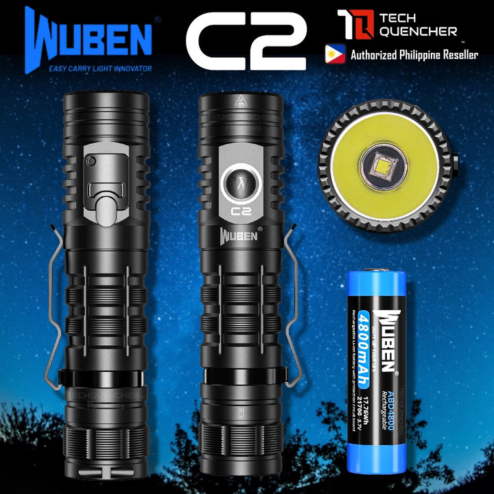 Wuben C2 Flashlight - 2000 Lumens - Powerbank Mode - USB-C Rechargeable - 21700 - 4800mAh Battery