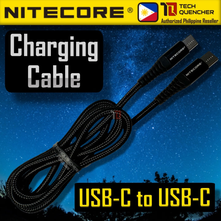 Nitecore USB-C to USB-C Charging Cable - USB C - Braided Nylon Cable - 60W - PD - QC Charging - 1m
