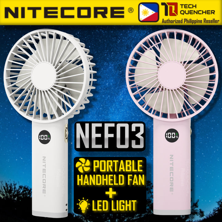 Nitecore NEF03 Portable Handheld Fan - OLED Screen - Night Light- 3600mAh Battery - Stepless Control