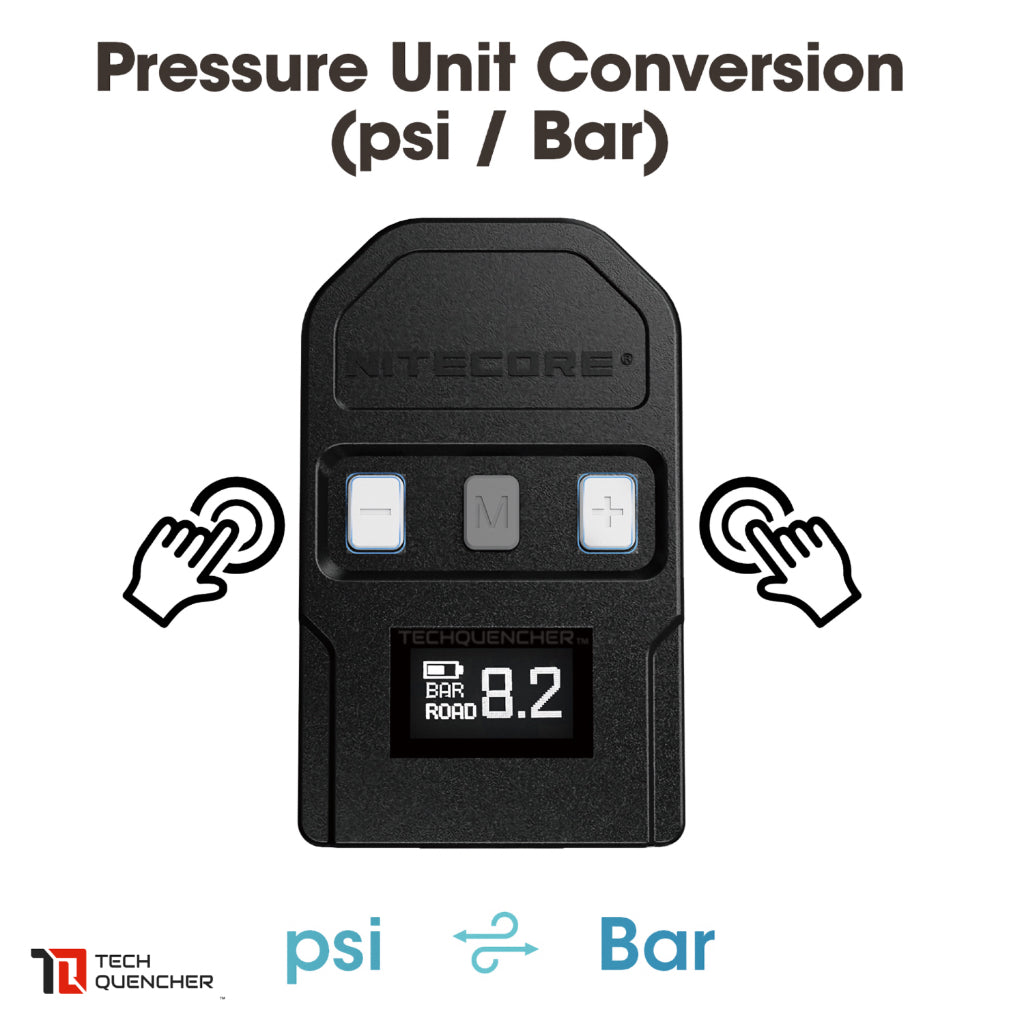 Nitecore EPB10 Air Pump Mini - Tire Gauge - Electric Bike Pump - 120PSI - OLED Screen - USB-C Input