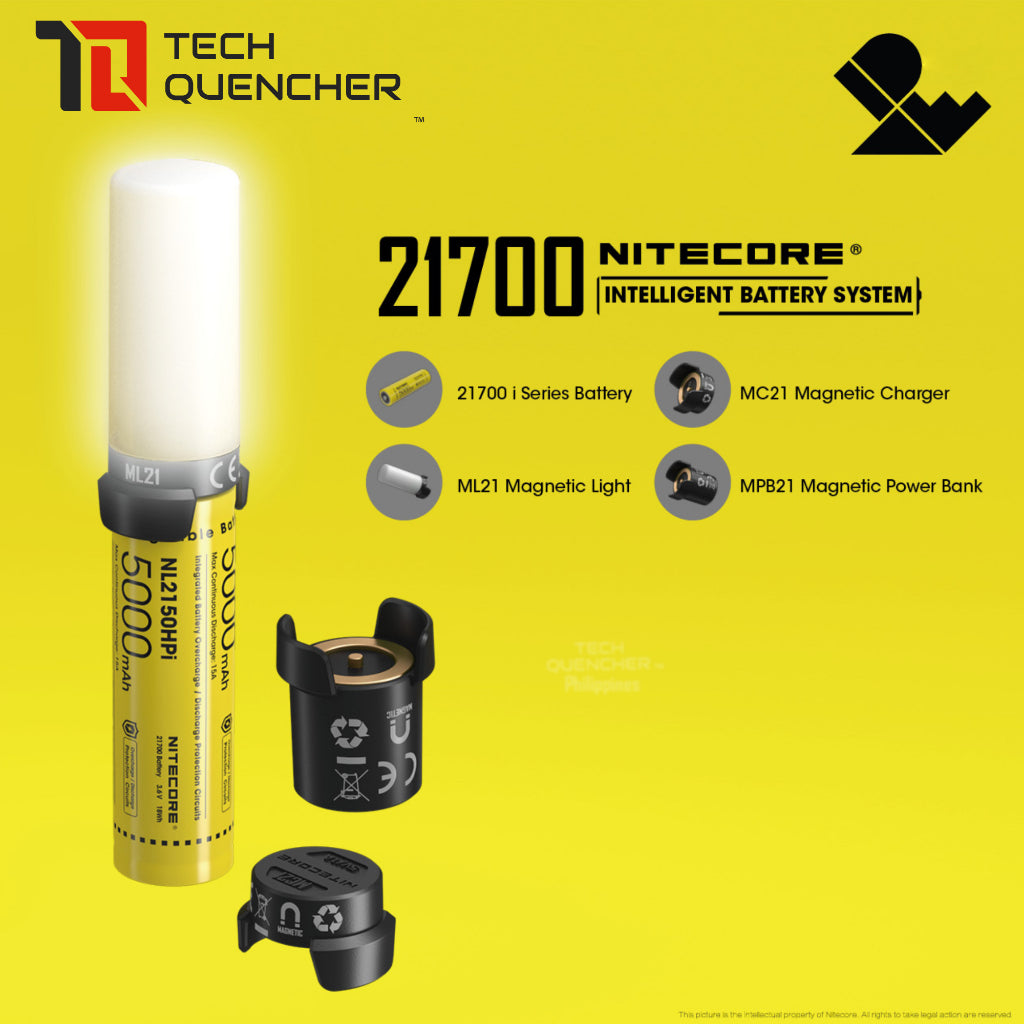 Nitecore Intelligent Battery System - NL2150HPi 5000mAh - ML21 Magnetic Light - MPB21  Powerbank