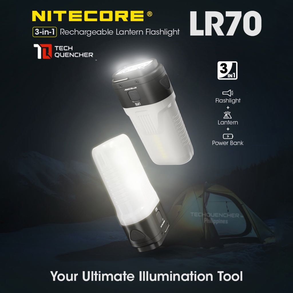 Nitecore LR70 Lantern - Flashlight - Powerbank- 3000 Lumens - 10000mah USB-C Rechargeable Battery