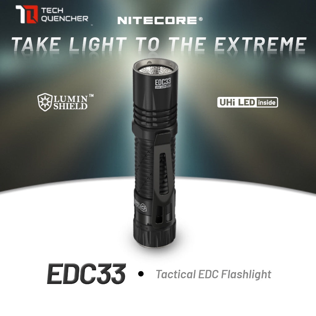 Nitecore EDC33 Flashlight with Lumin Shield - 4000 Lumens  - USB-C Rechargeable - 450m beam  - IP68