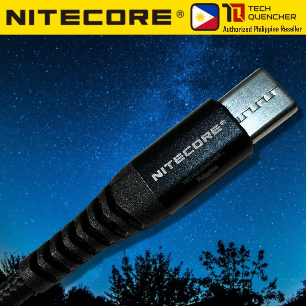 Nitecore USB-C to USB-C Charging Cable - USB C - Braided Nylon Cable - 60W - PD - QC Charging - 1m