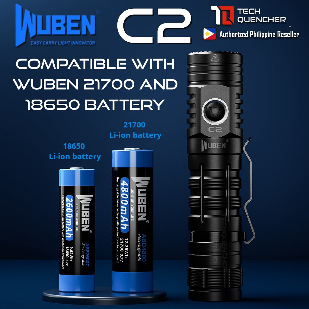 Wuben C2 Flashlight - 2000 Lumens - Powerbank Mode - USB-C Rechargeable - 21700 - 4800mAh Battery