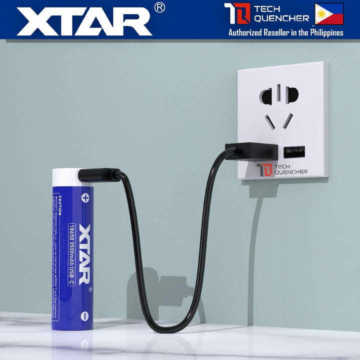 XTAR 18650 3500mAh Protected USB-C Battery - 3.6V - USB-C Rechargeable Lithium-Ion Battery - 10A