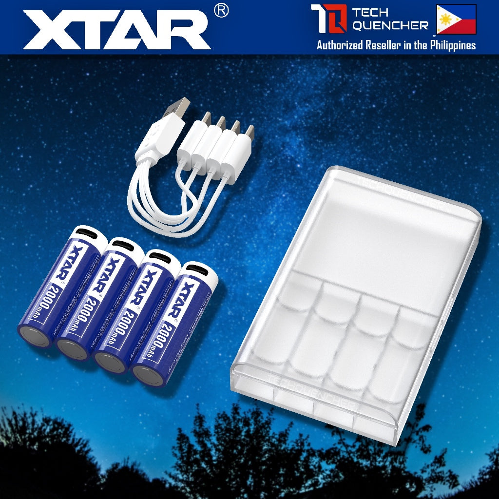 XTAR AA LR 1.5V 2000mAh USB-C Reachargeable Lithium Battery - 2.5H Fast Charging - Light Indicators