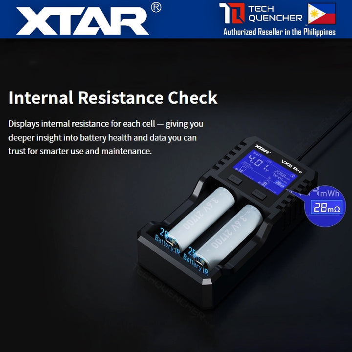 XTAR VX2 Pro Battery Charger - Capacity Test - Refresh Mode - Storage Mode - USB-C - LiFePO4 -Li-ion