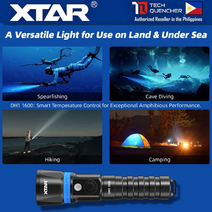 XTAR DH1 Hunter Diving Flashlight - 1600 Lumens - 355m - Rechargeable 21700 Battery - Spearfishing