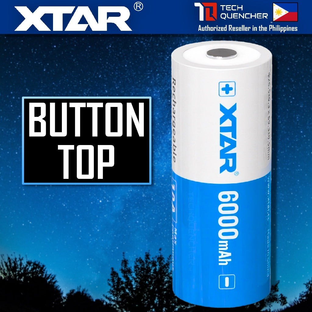 XTAR 26650 6000mAh Protected Battery - 3.6V Rechargeable - Lithium-Ion -10A - Button Top or Flat Top