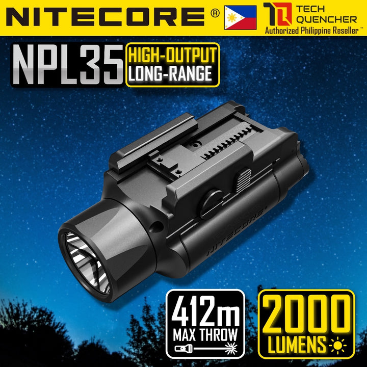 Nitecore NPL35 Flashlight - 2000 Lumens - 412m - 1900mAh Battery- USB-C Charging - Strobe - 129g