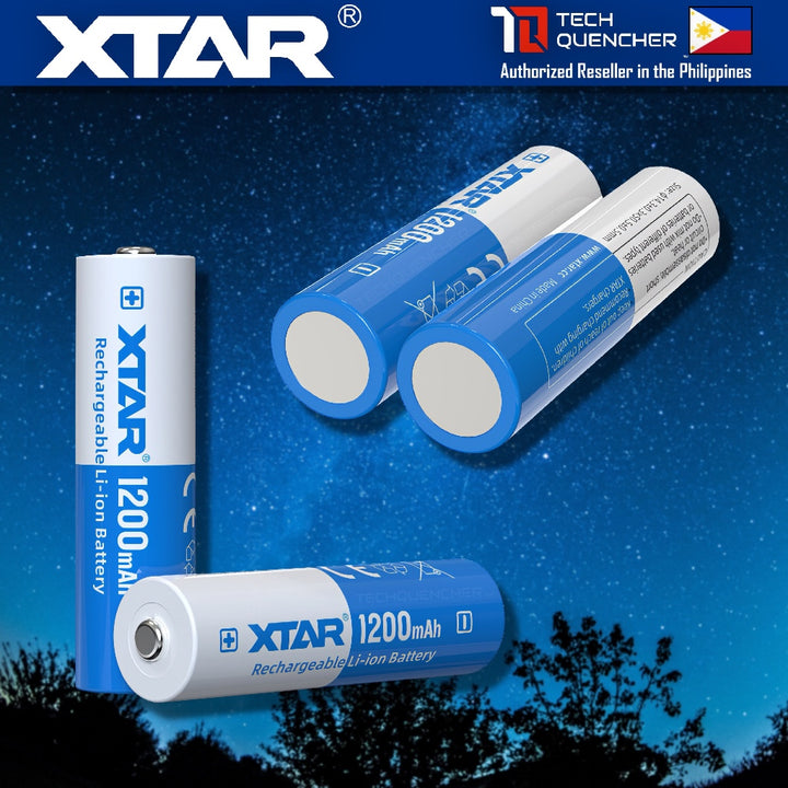 XTAR 14500 1200mAh Protected Battery - 3.6V Rechargeable Lithium-Ion Battery - 2.5A - 500+ Cycles