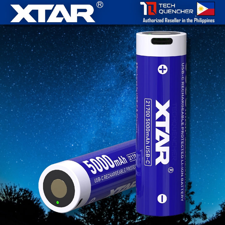 XTAR 21700 5000mAh Protected USB-C Battery - FLAT TOP - 3.6V Rechargeable Lithium-Ion Battery - 10A