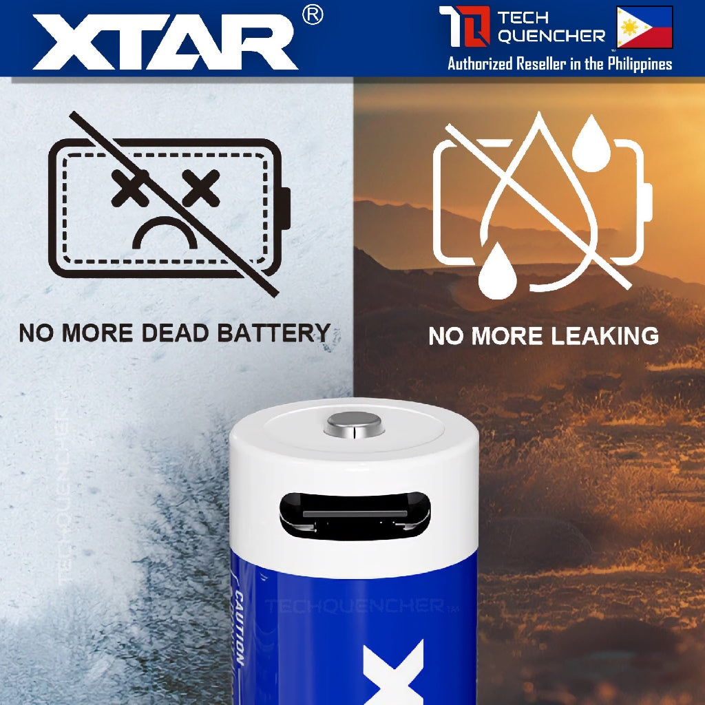 XTAR AA LR 1.5V 2000mAh USB-C Reachargeable Lithium Battery - 2.5H Fast Charging - Light Indicators