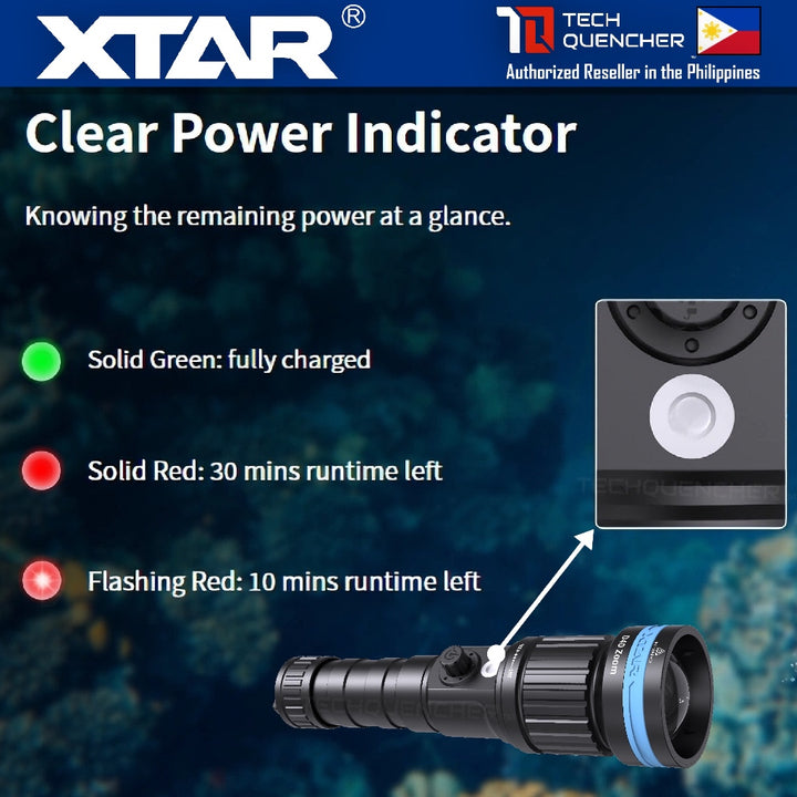 XTAR D40 Zoom Diving Flashlight - Adjustable Beam - 1600 Lumens - 700m- USB-C Charging 21700 Battery