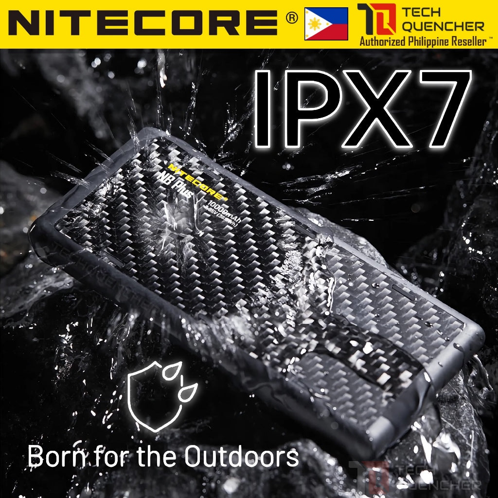 Nitecore NB Plus Powerbank - 10000mAh - IPX7 - Waterproof -Lightweight - 155g - Carbon Fiber - 22.5W