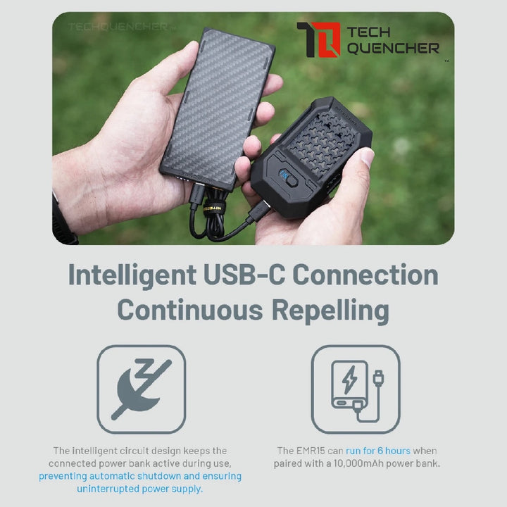 Nitecore EMR15 - Portable Electronic Repeller - USB-C - External Power Source - 62g -16ft Protection