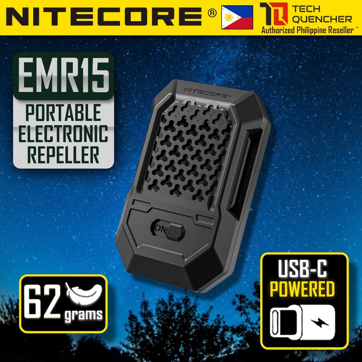 Nitecore EMR15 - Portable Electronic Repeller - USB-C - External Power Source - 62g -16ft Protection