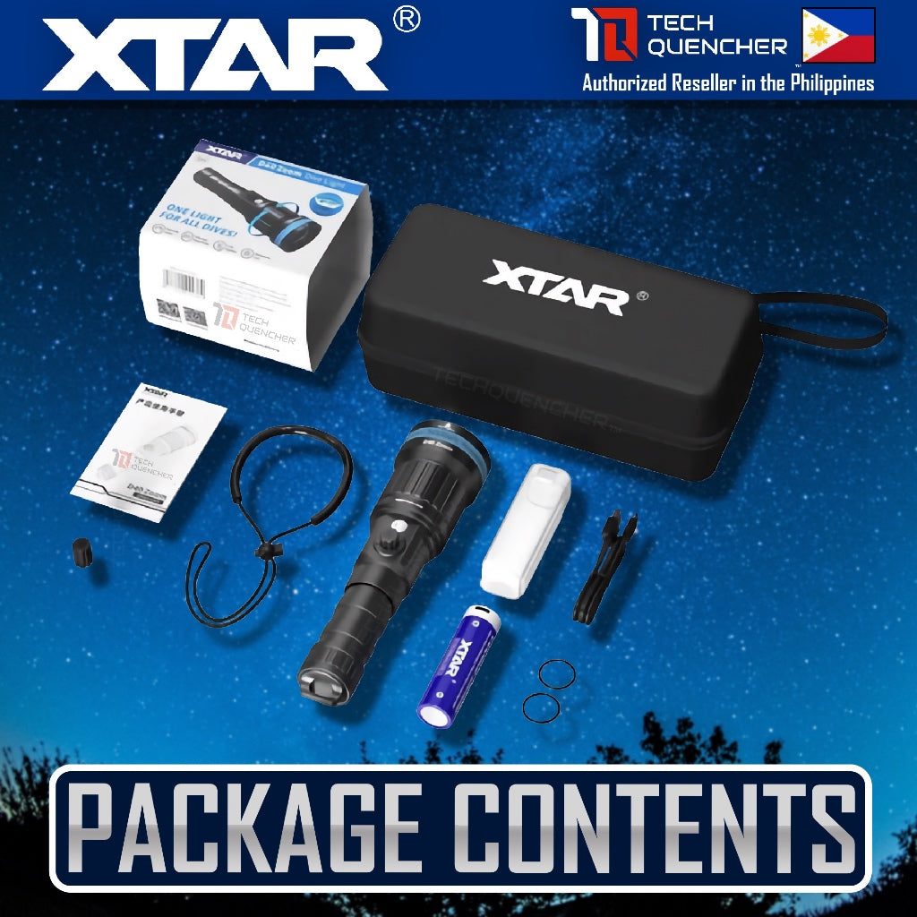 XTAR D40 Zoom Diving Flashlight - Adjustable Beam - 1600 Lumens - 700m- USB-C Charging 21700 Battery