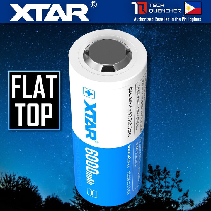 XTAR 26650 6000mAh Protected Battery - 3.6V Rechargeable - Lithium-Ion -10A - Button Top or Flat Top