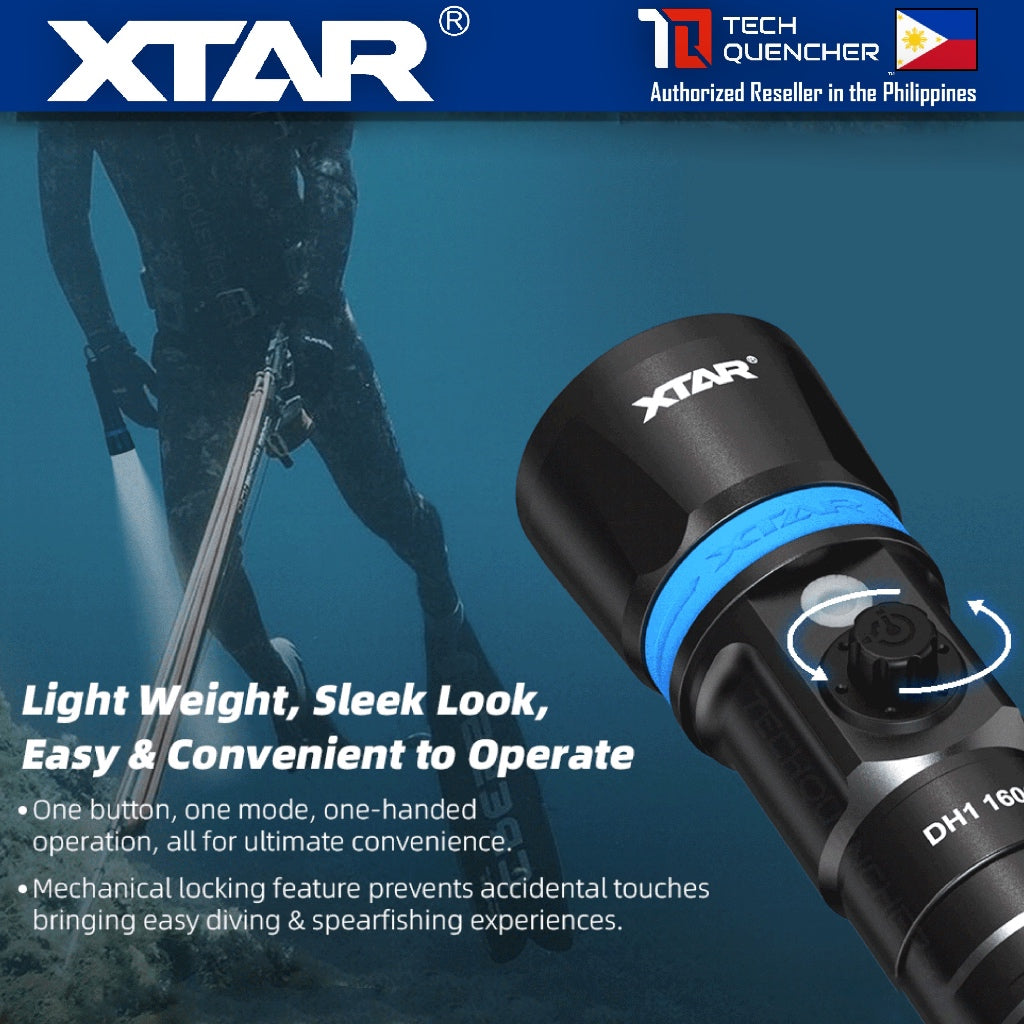XTAR DH1 Hunter Diving Flashlight - 1600 Lumens - 355m - Rechargeable 21700 Battery - Spearfishing