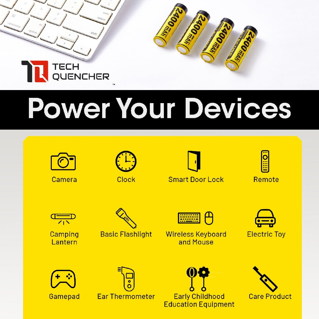 Nitecore NH2400 AA Battery - USB-C - 2400mAh Rechargeable AA Battery with Split Charging Cable