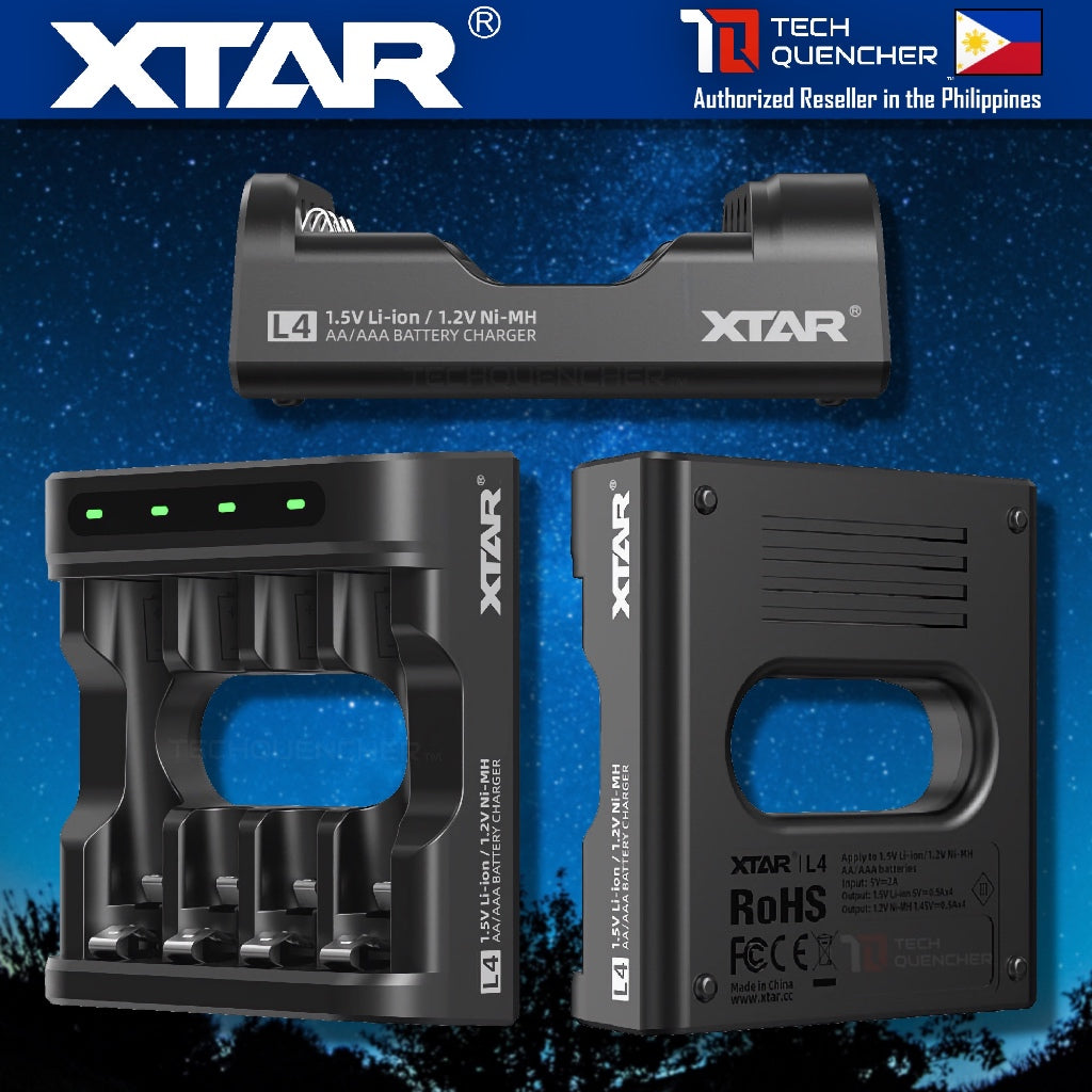 XTAR L4 Battery Charger - USB-C - AA AAA -Mix Charging - 1.5v Li-ion - 1.2v Ni-MH - Smart Protection