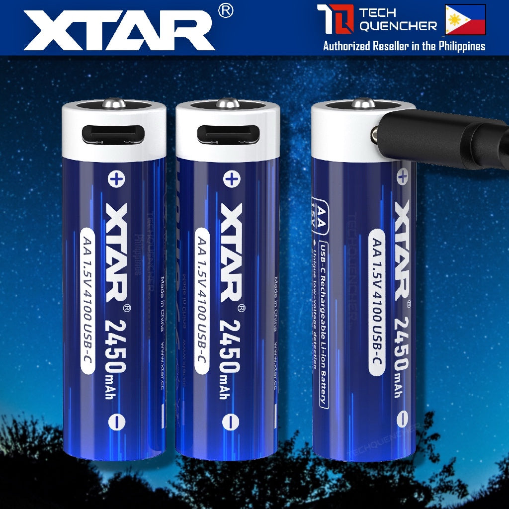 XTAR AA 1.5v 2450mAh (4100mWh) USB-C Rechargeable Battery - Lithium-Ion - Indicator LED - Protected