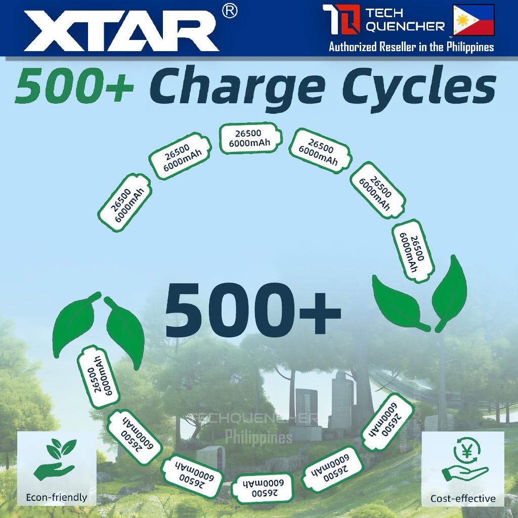XTAR 26650 6000mAh Protected Battery - 3.6V Rechargeable - Lithium-Ion -10A - Button Top or Flat Top
