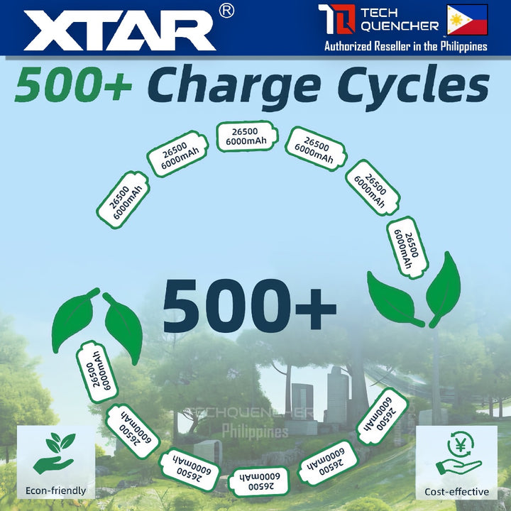 XTAR 26650 6000mAh Protected Battery - 3.6V Rechargeable - Lithium-Ion -10A - Button Top or Flat Top