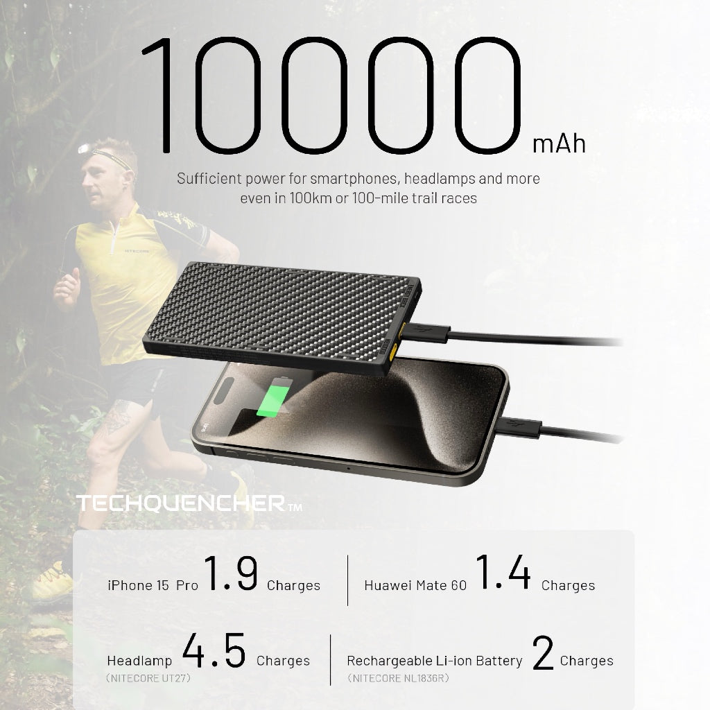 Nitecore NB10000 GEN3 - 10000 mAh Powerbank - Ultra Slim EDC - Carbon Fiber - 22.5w - PD QC 3.0