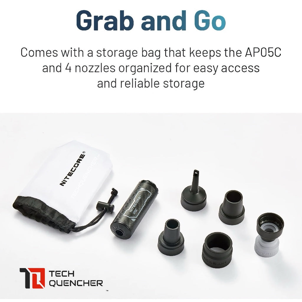 Nitecore AP05C Air Pump - Ultra Lightweight Carbon Fiber + NL169R Battery Included - 23g - 2.7kPa