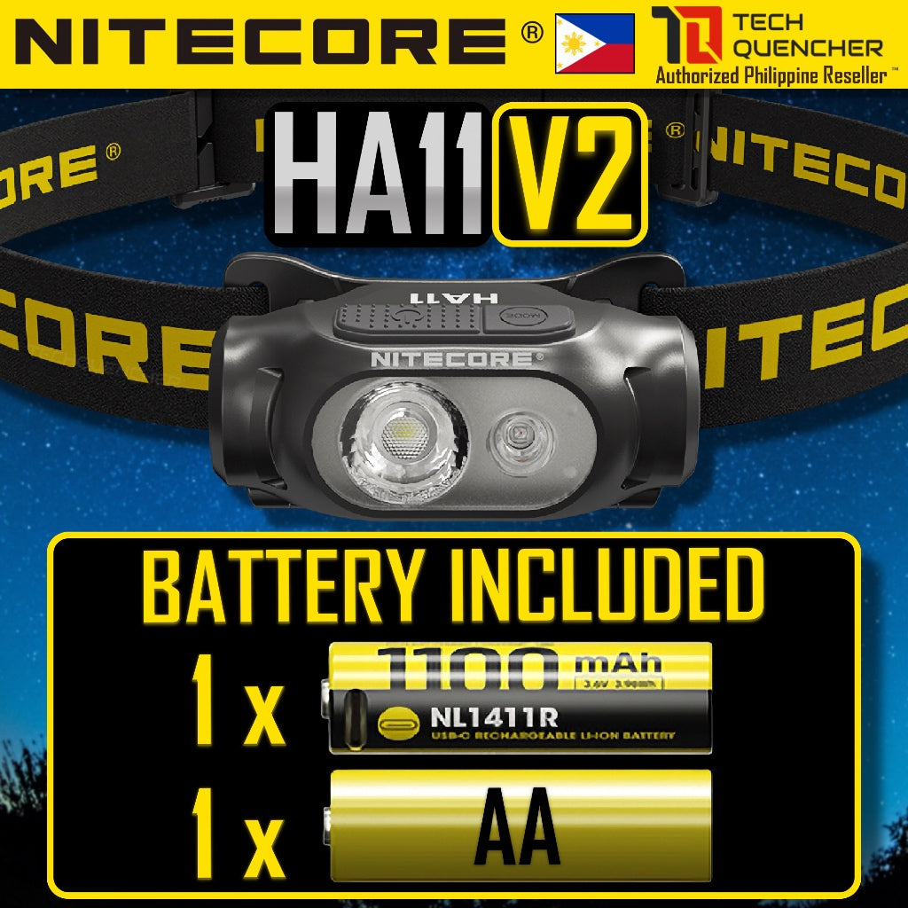 Nitecore HA11 V2 Headlamp 240 Lumens - 1x AA Battery - Floodlight & Redlight - IP66 - Lightweight