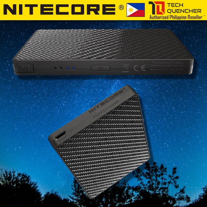 Nitecore Pocket 10000 - 10000mAh Powerbank + Built-In USB-C Cable - Carbon Fiber - 22.5w Max - IP65