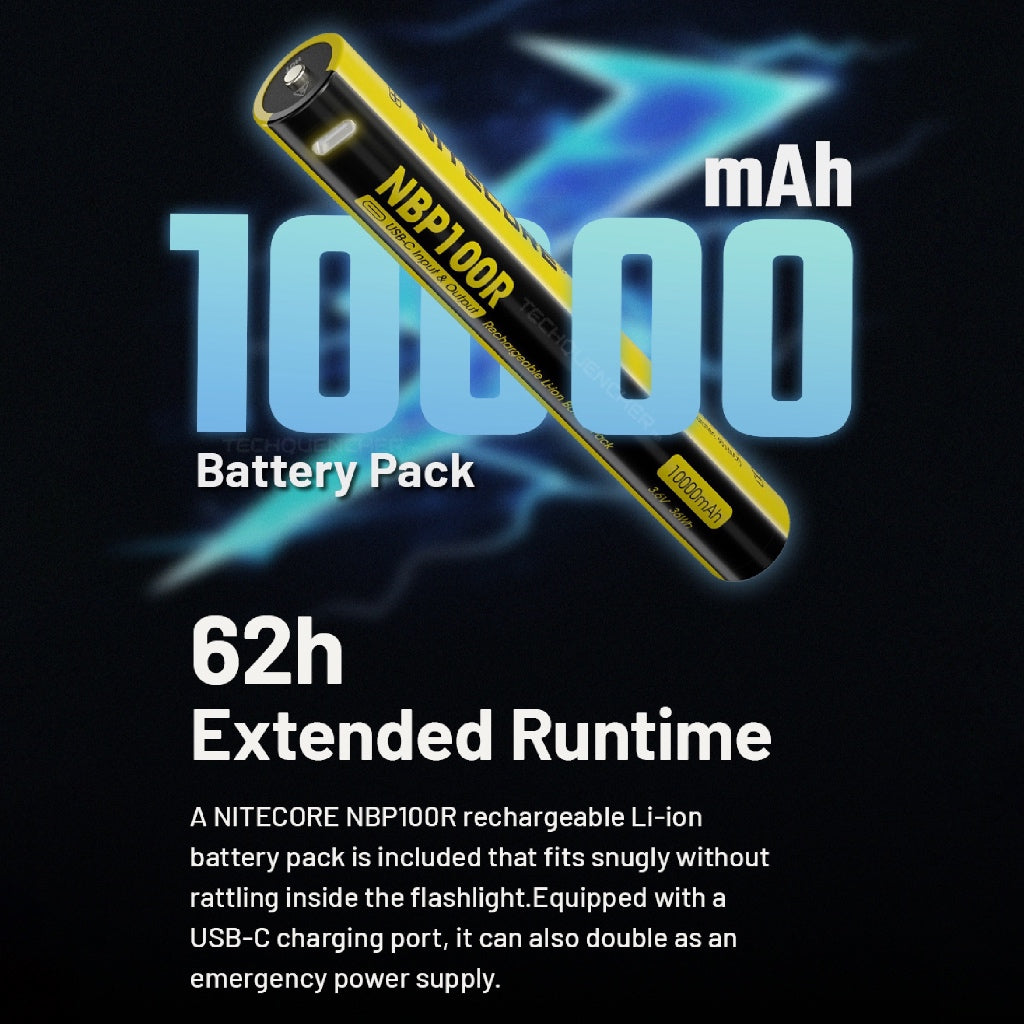 Nitecore NBP100R Battery 10000mAh - 30A - USB-C Rechargeable - Powerbank - Power Out Mode - MH40 Pro