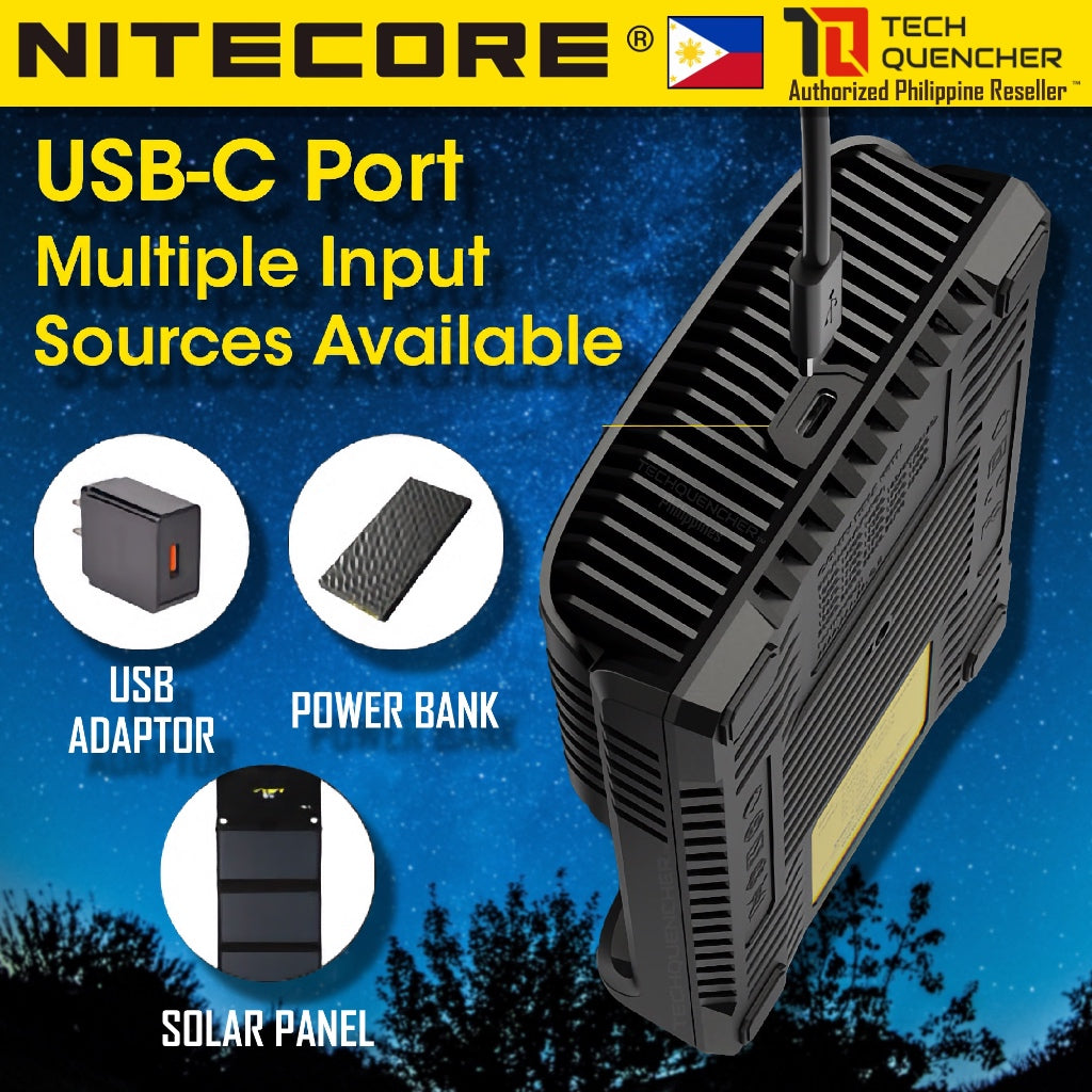 Nitecore UMS4 V2 USB-C Battery Charger - LCD Display - 4 Slot - Intelligent - 4A Max Output - QC