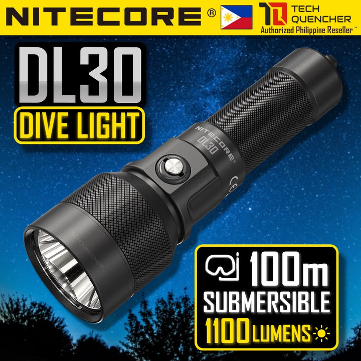 Nitecore DL30 Diving Flashlight - Waterproof - 100m Submersible - 1100 Lumens - USB-C Charging -IP68