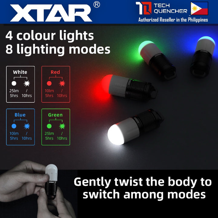 XTAR SD1 Mini Dive Beacon Flashlight - 4 Color - Waterproof - 100 meter - Rechargeable 16340 Battery