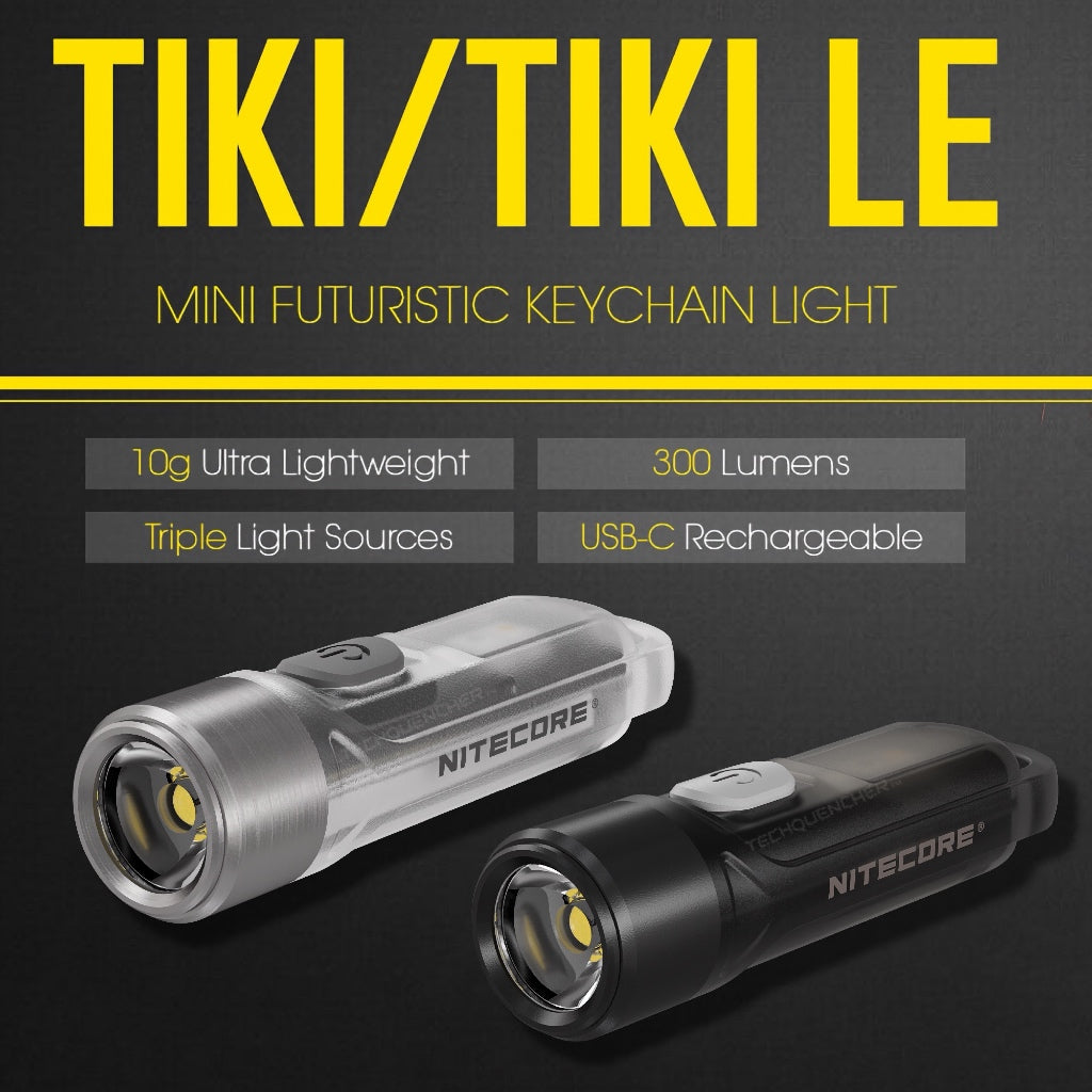Nitecore TIKI and TIKI LE Flashlight - 300 Lumens - USB-C Rechargeable Battery - Keychain Flashlight