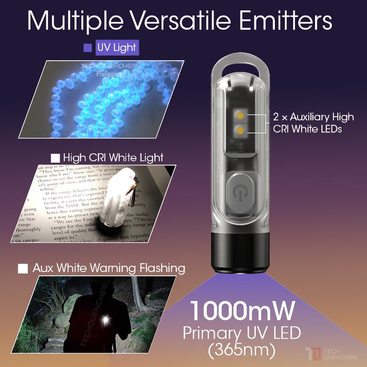 Nitecore TIKI UV Flashlight - 1000mW UV + High CRI White LED - USB-C Rechargeable - Keychain Light
