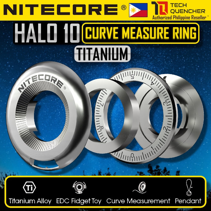 Nitecore Halo 10 Titanium Measure Ring Tool - Curve Slide Ruler - Premium EDC Fidget Toy - Pendant