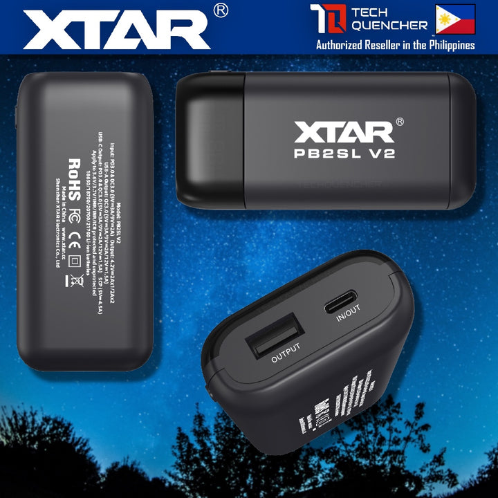 XTAR PB2SL V2 - Portable Charger with Powerbank Mode - Up to 22.5W -Supports 21700 18650 20700 18700