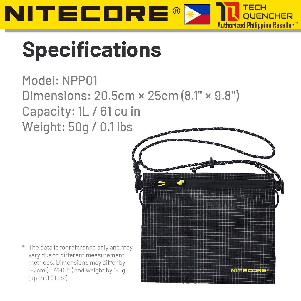 Nitecore NPP01 Sacoche Sling Bag - 1 Liter - 50 grams - Lightweight - Water Resistant - Outdoor