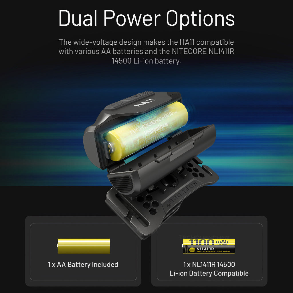 Nitecore HA11 V2 Headlamp 240 Lumens - 1x AA Battery - Floodlight & Redlight - IP66 - Lightweight