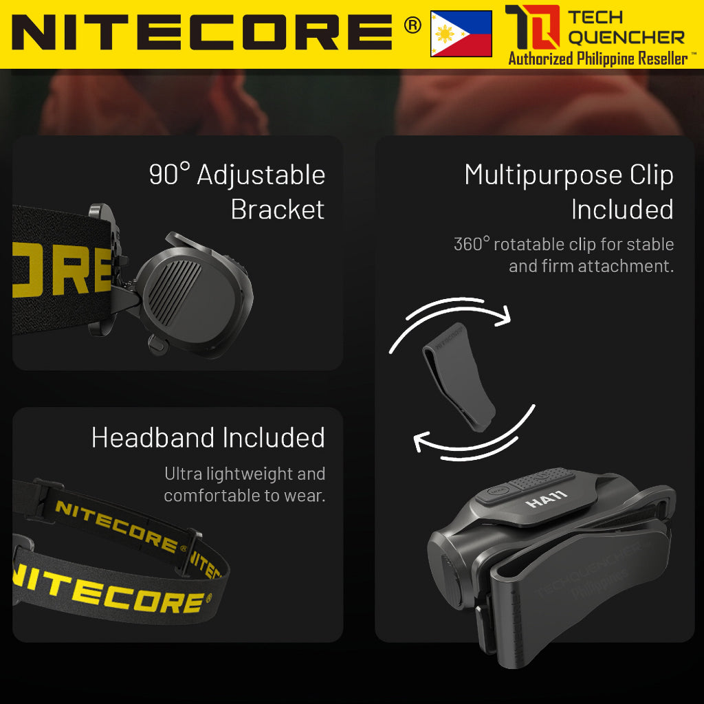 Nitecore HA11 V2 Headlamp 240 Lumens - 1x AA Battery - Floodlight & Redlight - IP66 - Lightweight