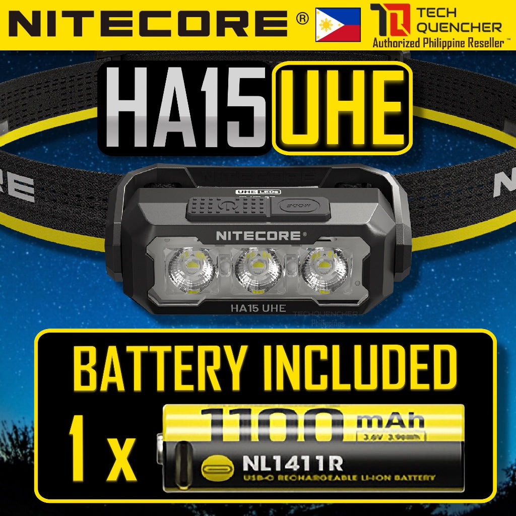 Nitecore HA15 UHE Headlamp - 400 Lumens - AA Battery - Dual Power Option - Ultra Lightweight - IP66