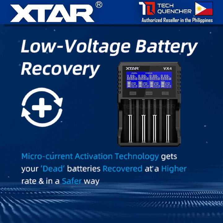 XTAR VX4 Battery Charger - Capacity Test - USB-C - 26650 21700 18650 AA AAA - LiFePO4 -Li-ion -Ni-MH