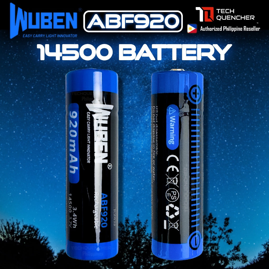 Wuben ABF920 14500 Battery - Rechargeable 920mAh - 3.7V - Protected Lithium Ion - Fits Wuben X2 Pro